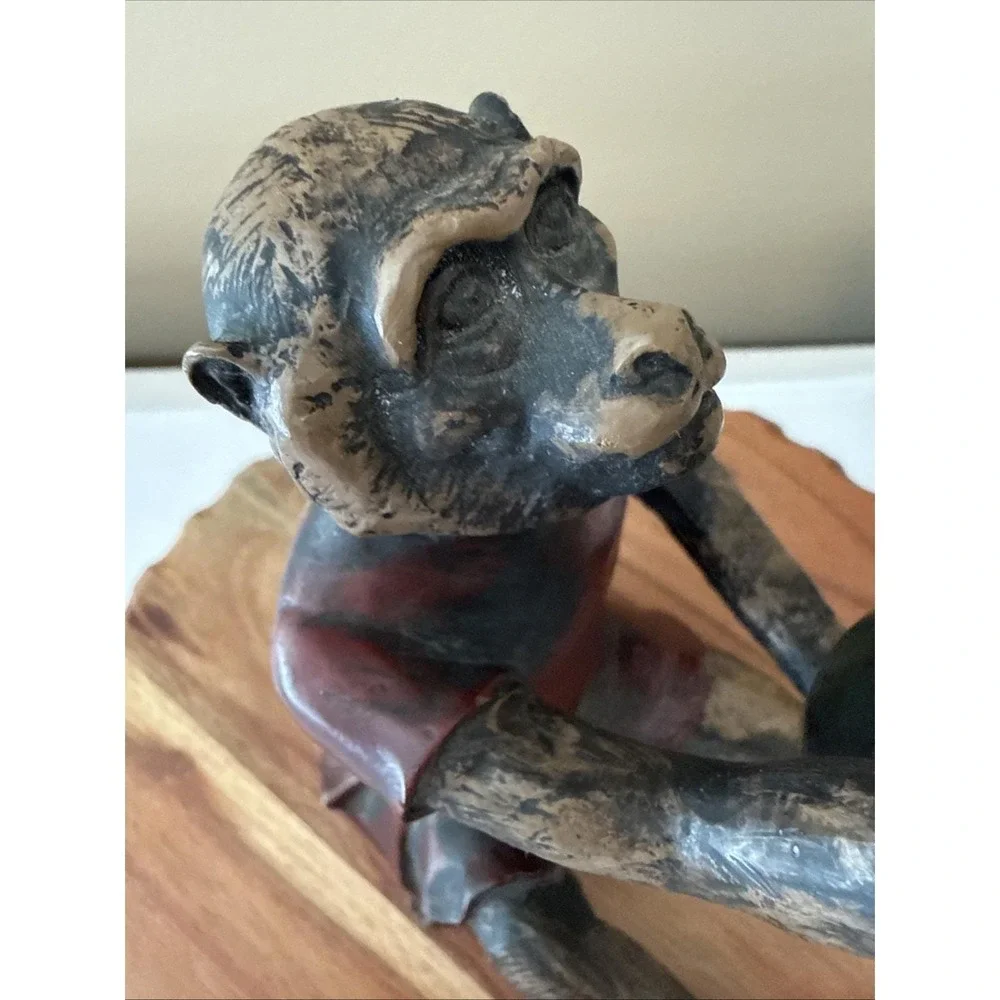 Vtg Bill Huebbe STYLE Butler Monkey in Red Coat Candlestick Candle Holder